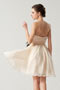 Simple Empire Flowers Feathers Short Formal Bridesmaid Dress