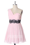 Pink One Shoulder Chiffon Short Formal Dress Online