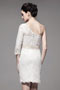 White Lace Mini Gown in one shoulder design with buttons