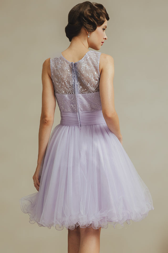 Chic Scoop Purple A Line Knee Length Tulle Formal Dress