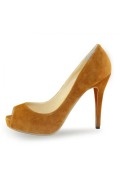 Terracotta Suede Peep Toe Platform High heels