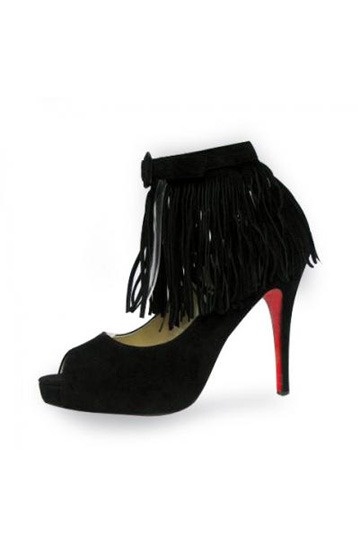 Fashion Black Suede Tassel Fringe High heels