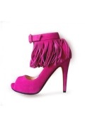 Fuchsia Suede Tassels Fringe High heels