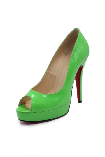 Green Peep Toe Patent Platform High heels