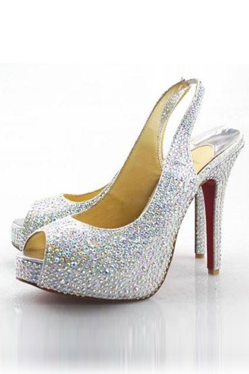 Silver Bling Slingback Peep Toe Sandals