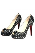 Black Peep Toe Studded High heels