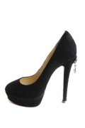 Black Suede Back Zip High heels