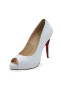 White Peep Toe Patent Pump Shoes