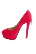 Red Suede Back zip Platform Pump