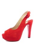 Red Peep Toe Slingbacks Suede High heels