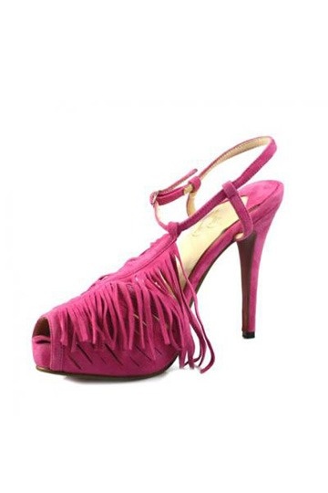 Fuchsia Plume Tassel Sandals