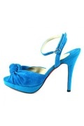 Blue Suede Knotted Vamp Sandals