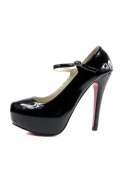 Black Sleek Ankle Strap Platform High heels