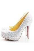 Silver Diamond Waterproof High heels