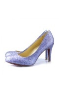 Purple Glitter Round Toe High heels