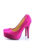 Fuchsia Suede Round Toe Platform High heels