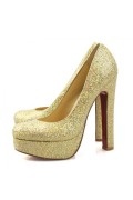 Gold Glitter Platform High heels