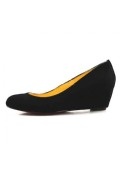 Black Suede Round Toe Wrdge Pump