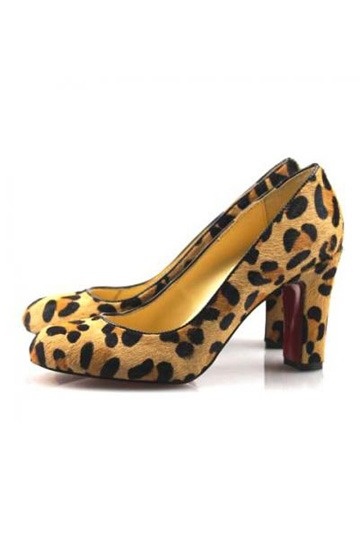 Rough Heel Leopard print Pumps