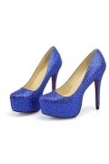 Royal Blue Strass Platform High heels