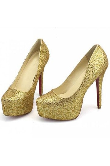 Bright Gold Strass Platform High heels