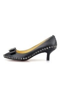 Black Color Bow Rivet Shoes