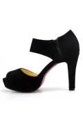 Black Applique Suede Open Toe Sandal