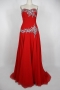 Beading Sequins Strapless Red Chiffon Long Formal Dress