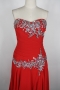 Beading Sequins Strapless Red Chiffon Long Formal Dress