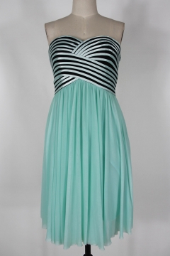 Ruched Strapless Chiffon Short Green Cocktail Dress