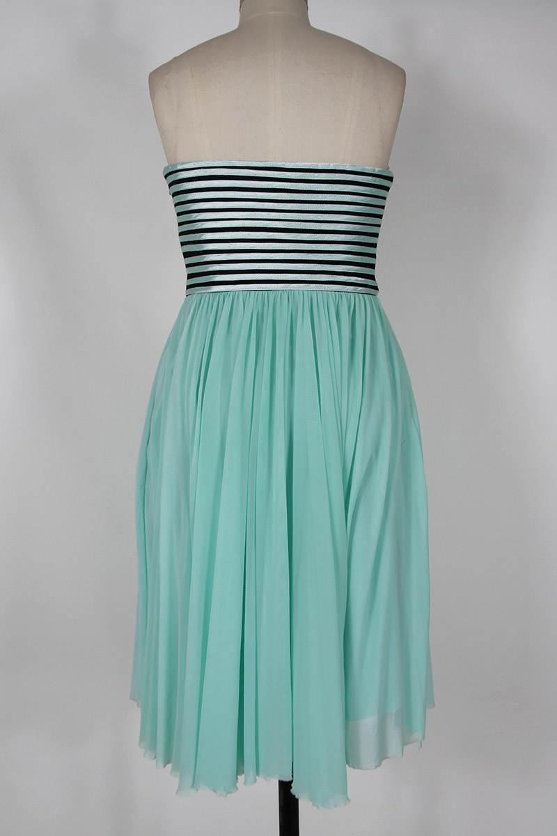 Ruched Strapless Chiffon Short Green Cocktail Dress