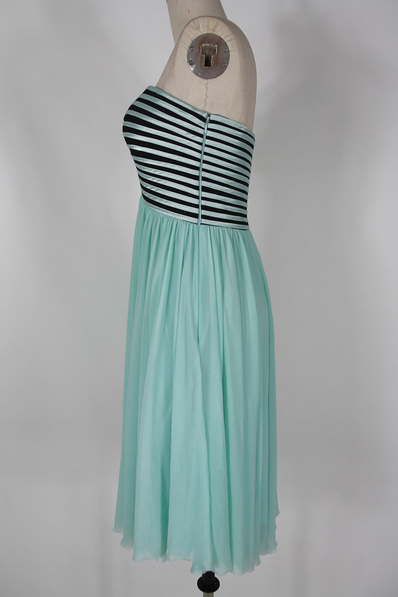 Ruched Strapless Chiffon Short Green Cocktail Dress