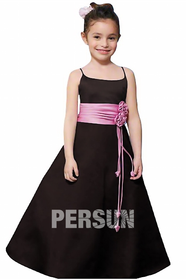 Elegant Black Ruching A Line Spaghetti Straps Flower Girl Dress