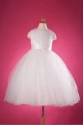 Chic Satin & Tulle Ball Gown Round Neckline Flower Girl Dress