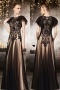 Vintage Tulle A line Embroidery Evening Dress With Sleeves