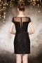 Black Simple Column Short Evening Dress with Short Sleeves