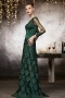 Sexy Green One Shoulder Backless Lace Evening Dress