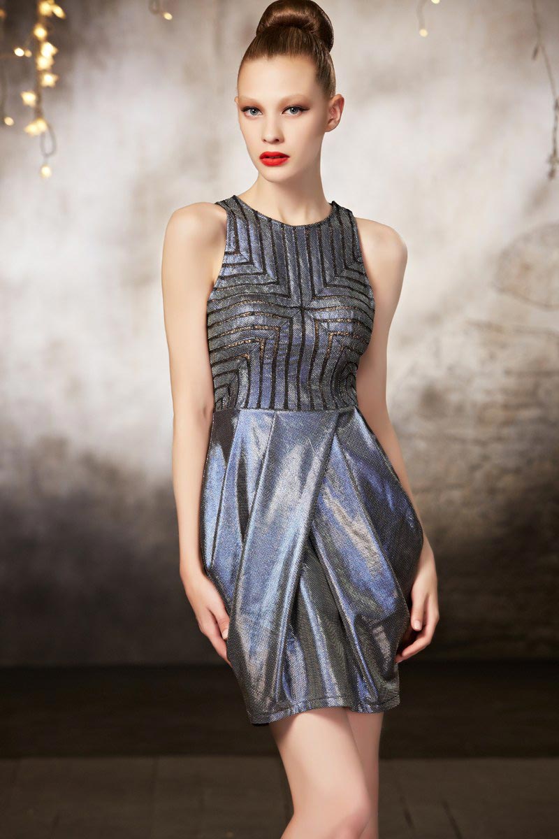 Metallic Silver Evening gown short