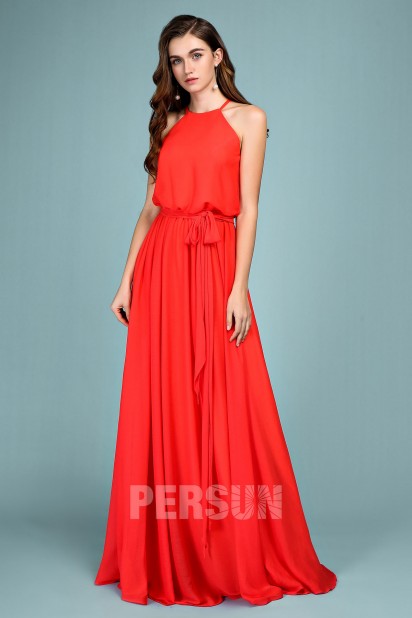 Persun simple long coral bridesmaid dress for wedding