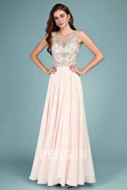 Long Prom dress top embellished with jewels transparent back