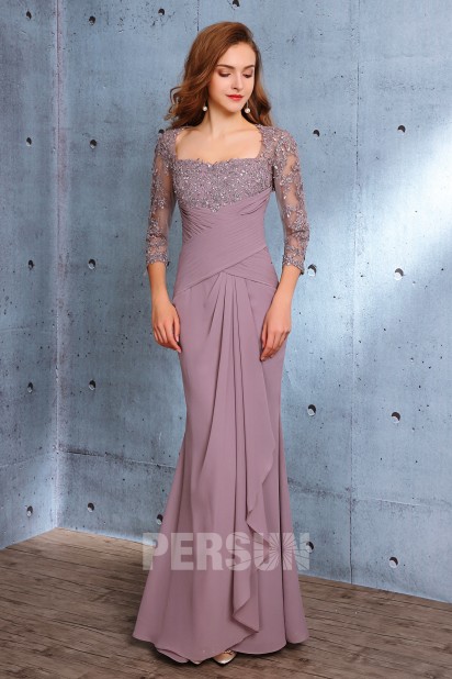 Elegantes Meerjungfrau Abendkleid mit Spitzen applikation Ärmeln Persun