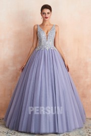 Elegantes Lavendel Ballkleid Prinzessin Top Applique Spitze 2020