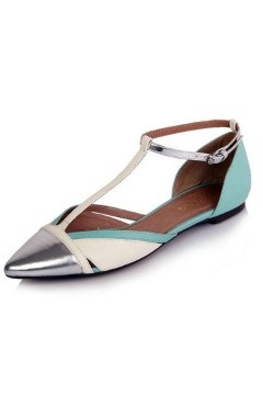 T-Strap Color Block Pointed Toe Flats