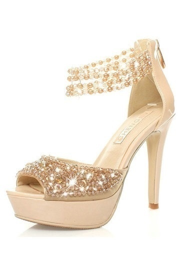 Rhinestone Golden Heels