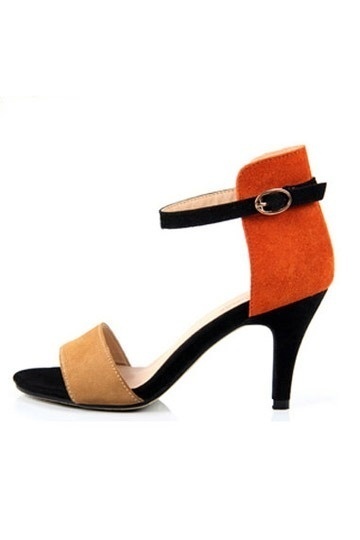 Accueil Chaussures Sandales Ã  talons nu pieds en cuir beige orange