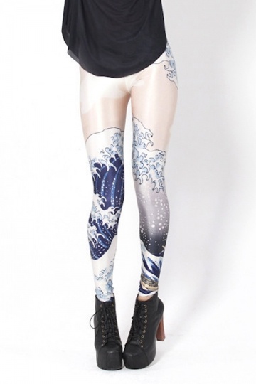 Classic Japanese Ukiyoe Print Leggings