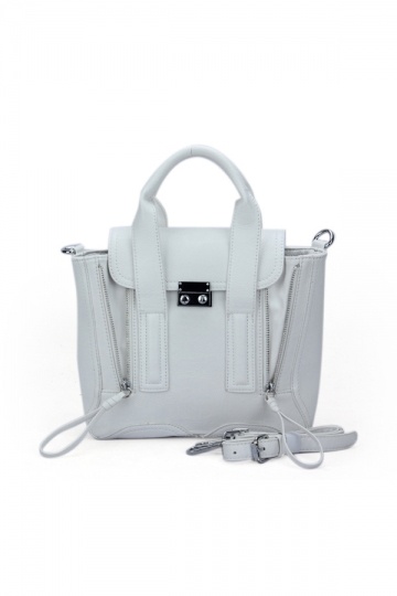 Mini Type Double Zipper Handbag in White