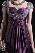 Sweetheart Cap Sleeves Floor length Purple Evening Dress
