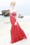 Ribbon Strapless Tencel Red Sheath Formal Evening Dress