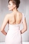 Elegant Beading Frilled One Shoulder Chiffon Column Formal Evening Dress